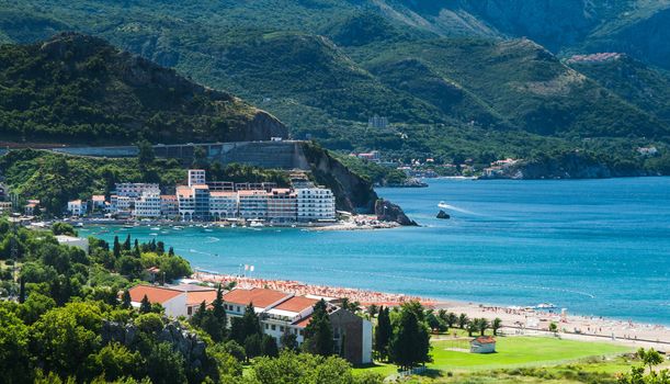 Beautiful sea, beach and mountains in Montenegro