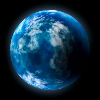 Glowing planet Earth over black background