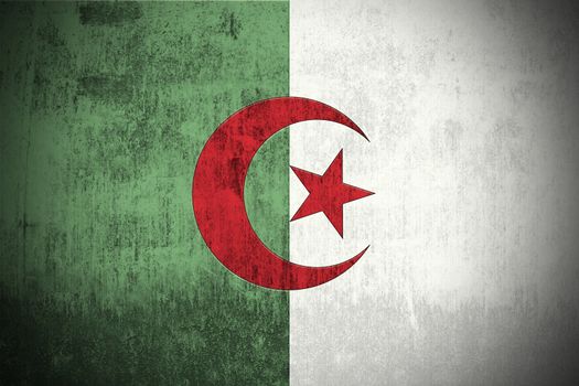 Weathered Flag Of Algeria, fabric textured
