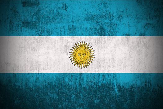 Weathered Flag Of Argentina, fabric textured
