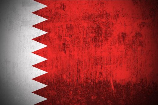 Weathered Flag Of Kingdom of Bahrain, fabric textured
