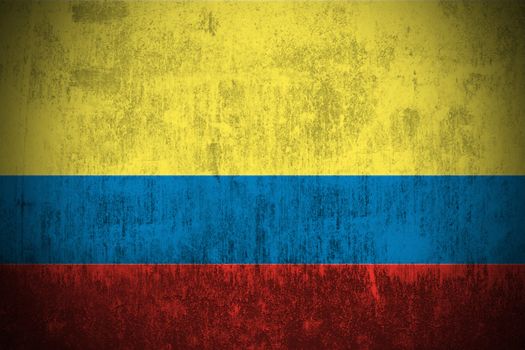 Weathered Flag Of Colombia, fabric textured
