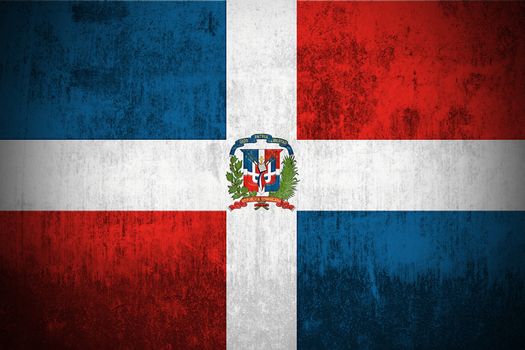 Weathered Flag Of Dominican Republic, fabric textured
