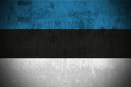 Weathered Flag Of Estonia, fabric textured
