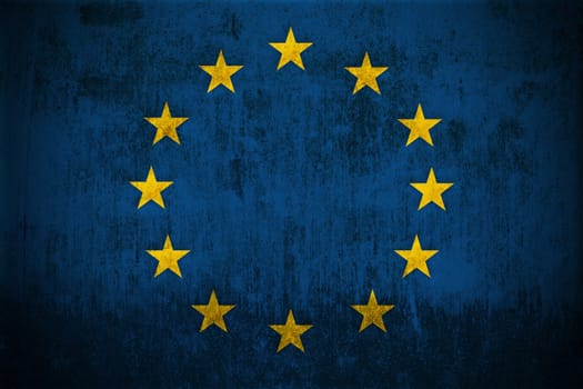 Weathered Flag Of Europe Union, fabric textured