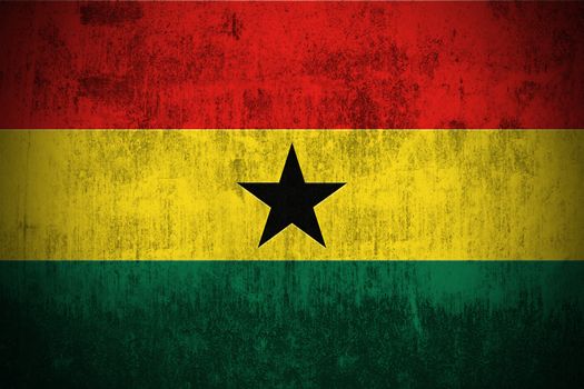 Weathered Flag Of Ghana, fabric textured
