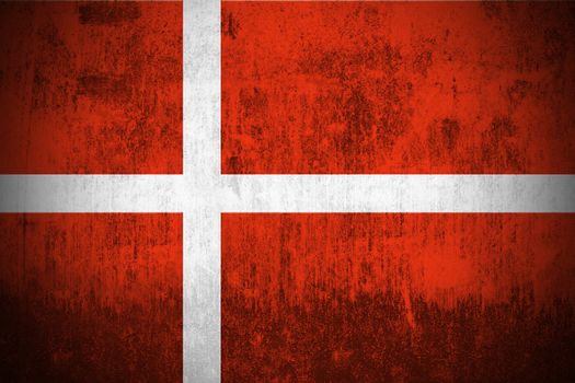 Weathered Flag Of Kingdom of Denmark, fabric textured
