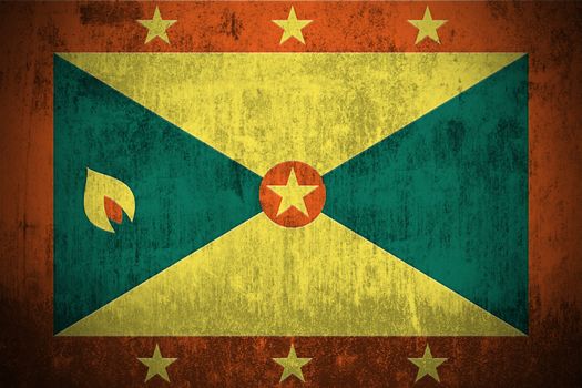 Weathered Flag Of Grenada, fabric textured
