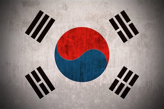 Weathered Flag Of South Korea, fabric textured
