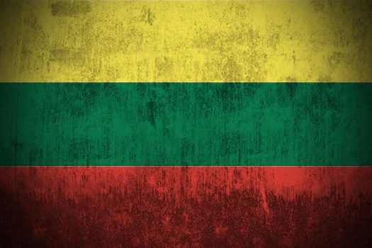 Weathered Flag Of Lithuania, fabric textured
