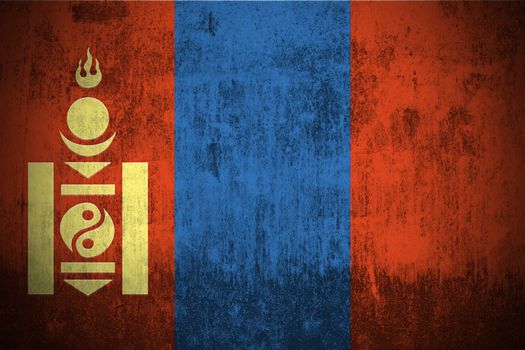Weathered Flag Of Mongolia, fabric textured
