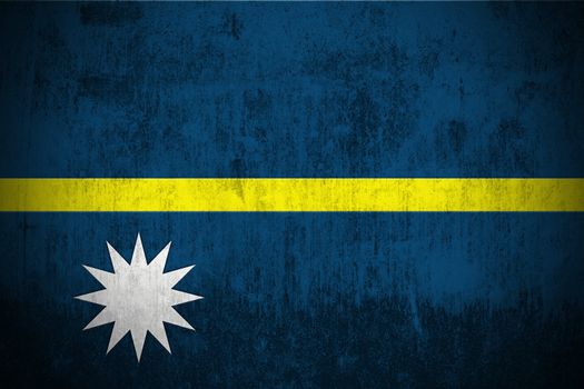 Weathered Flag Of Nauru, fabric textured
