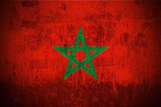 Weathered Flag Of Morocco, fabric textured
