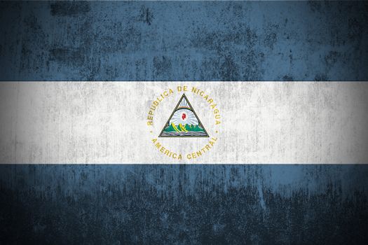 Weathered Flag Of Nicaragua, fabric textured
