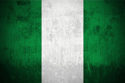 Weathered Flag Of Nigeria, fabric textured
