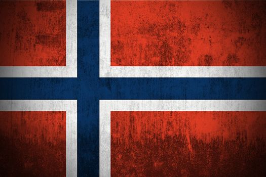Weathered Flag Of Norway, fabric textured
