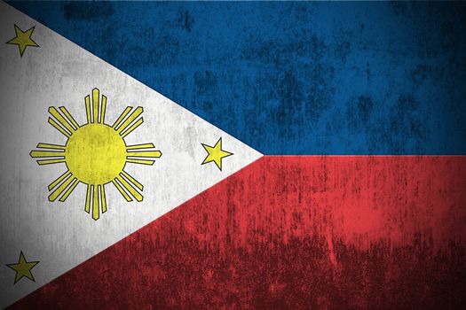 Weathered Flag Of Philippines, fabric textured
