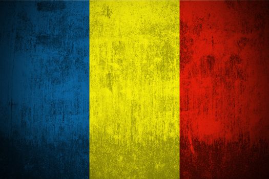 Weathered Flag Of Romania, fabric textured
