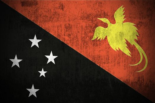 Weathered Flag Of Papua New Guinea, fabric textured
