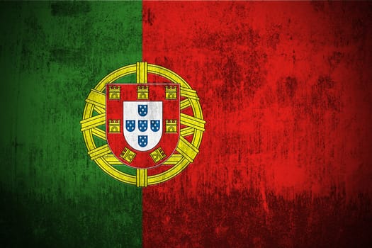 Weathered Flag Of Portugal, fabric textured
