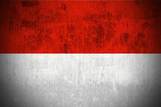 Weathered Flag Of Indonesia, fabric textured
