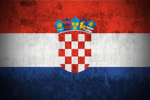 Weathered Flag Of Republic of Croatia, fabric textured

