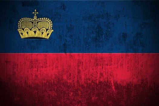 Weathered Flag Of Liechtenstein, fabric textured
