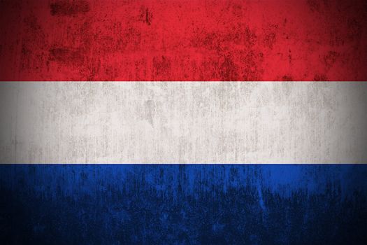 Weathered Flag Of Netherlands, fabric textured
