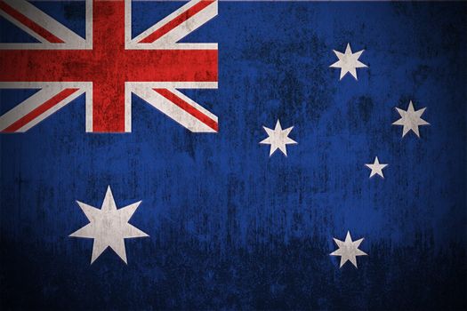 Weathered Flag Of Australia, fabric textured
