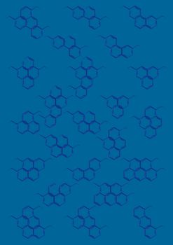 Abstract background with structural chemical formulas of benzene rings