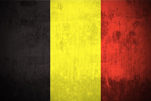 Weathered Flag Of Belgium, fabric textured
