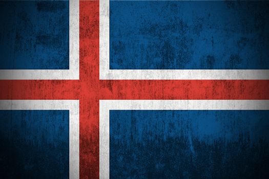 Weathered Flag Of Iceland, fabric textured
