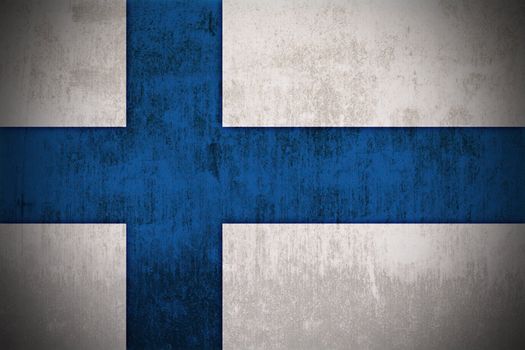 Weathered Flag Of Finland, fabric textured
