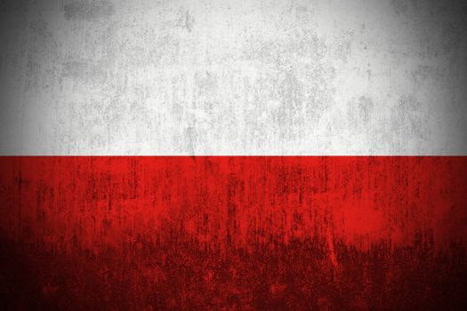Weathered Flag Of Poland, fabric textured

