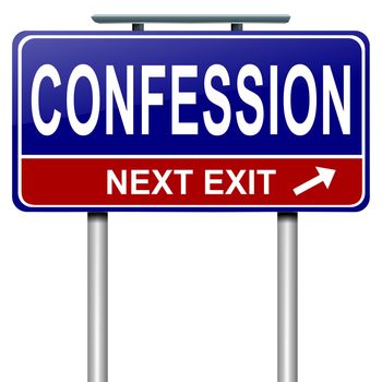 Illustration depicting a roadsign with a confession concept. White background.