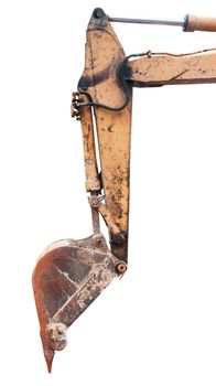 Backhoe excavator bucket side view isolated white