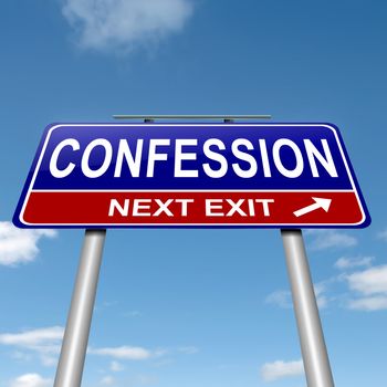 Illustration depicting a roadsign with a confession concept. sky background.