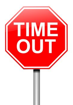 Illustration depicting a roadsign with a time out concept. White background.