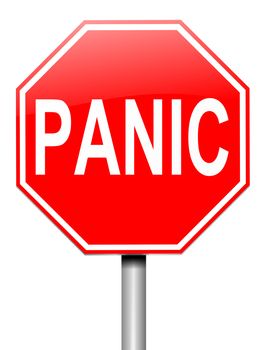 Illustration depicting a roadsign with a panic concept. White background.