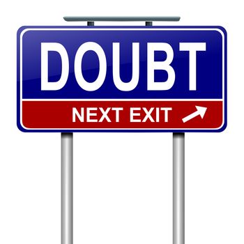 Illustration depicting a roadsign with a doubt concept. White background.