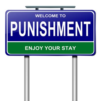 Illustration depicting a roadsign with a punishment concept. White background.