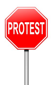 Illustration depicting a roadsign with a protest concept. White background.