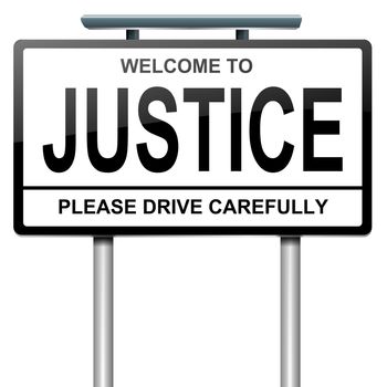 Illustration depicting a roadsign with a justice concept. White background.