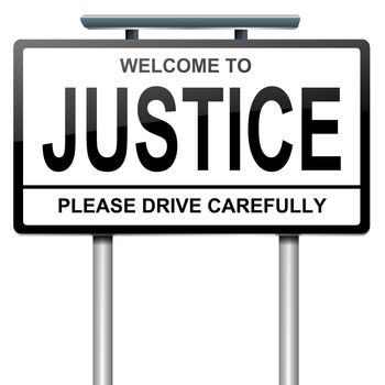 Illustration depicting a roadsign with a justice concept. White background.