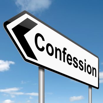 Illustration depicting a roadsign with a confession concept. sky background.