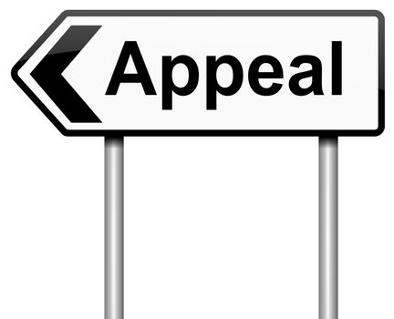 Illustration depicting a roadsign with an appeal concept. White background.