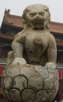 littie lion guarding the front of Tiananmen Square