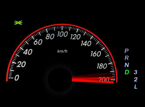 Speedometer with moving arrow in high speed