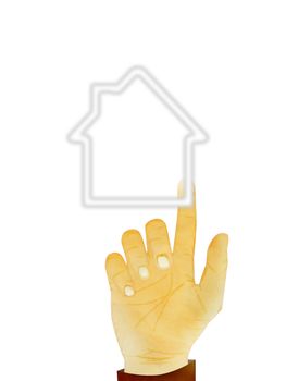 Paper texture ,Hand gesture on house