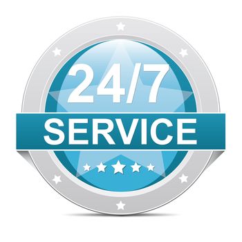 blue 24 hours 7 days service button